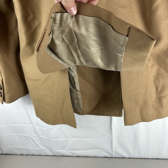 J. CREW Double Breasted Wool Blend Pea Coat Camel Jacket Women's Size Large Y2K - Picture 9 of 13